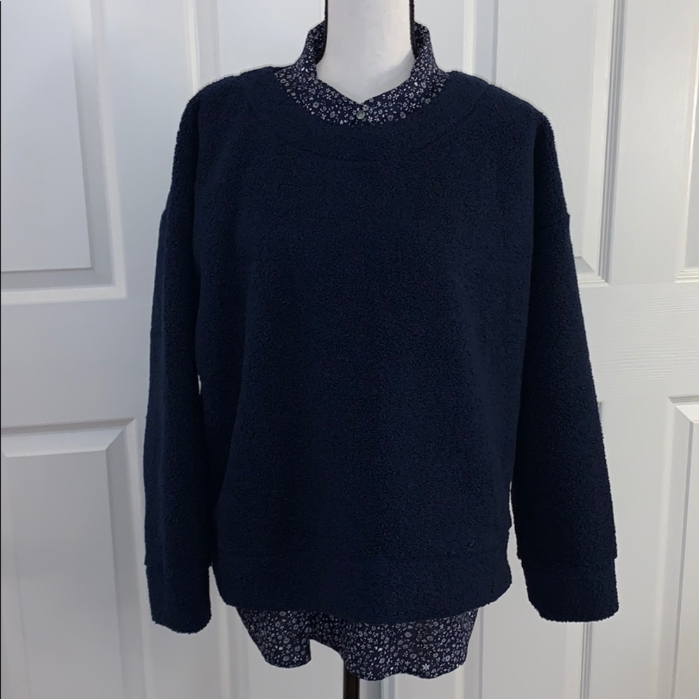 New J Crew vintage fleece sweatshirt in dark blue